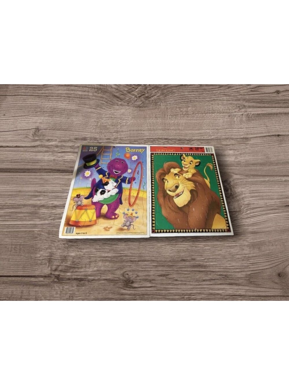 Vintage Lot of Barney  and The Lion King Children's Tray Puzzle